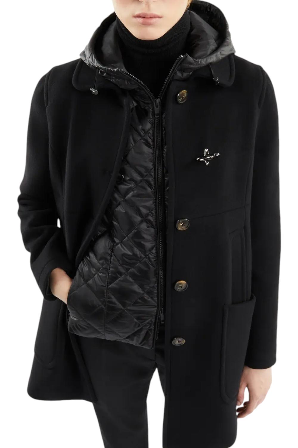 cappotto donna baby coat in panno nero 