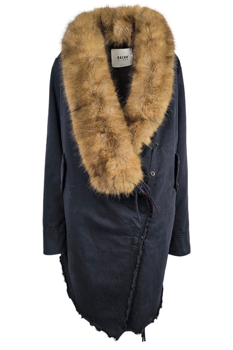 cappotto donna con eco-pelliccia blu Bazar deluxe S1122-2657 268 - Main Image