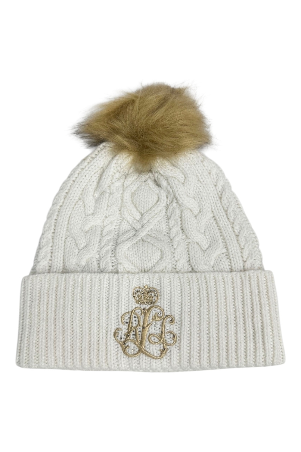 cappello donna con pon pon crema Ralph Lauren 454P04466 001