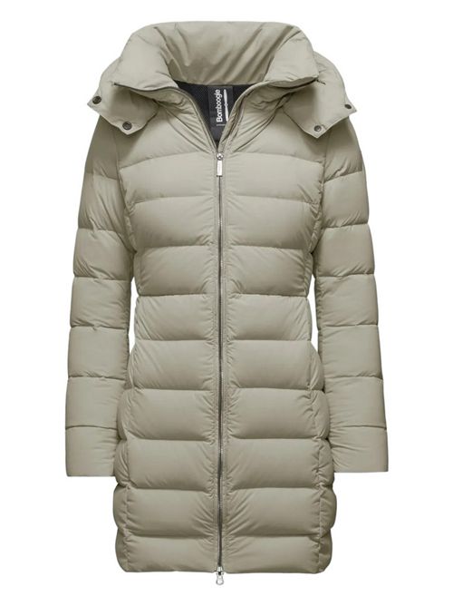 Long women's down jacket in ivory stretch nylon Bomboogie | CW079X503