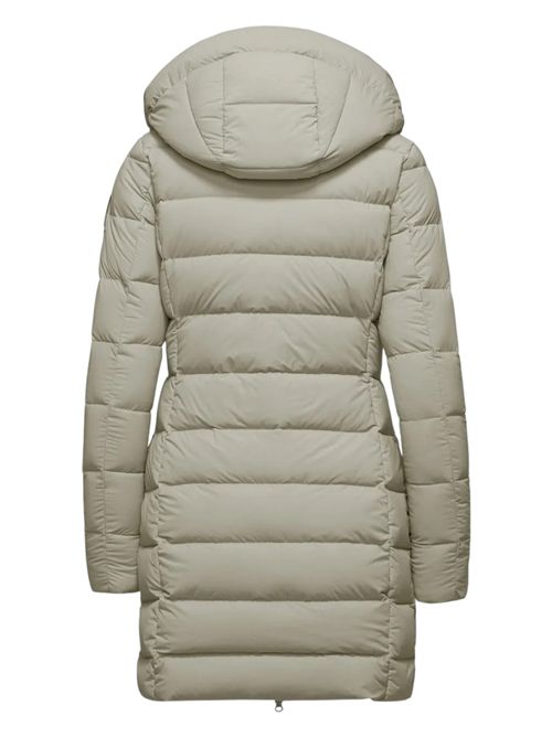 Long women's down jacket in ivory stretch nylon Bomboogie | CW079X503