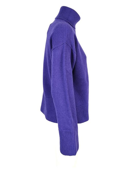Women's high-neck sweater with ribbed edges in purple P.A.R.O.S.H. | D512120-LATE044