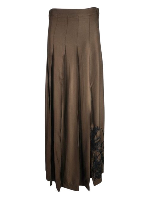 gonna donna in raso marrone con ricamo 1-One | GG38-107006