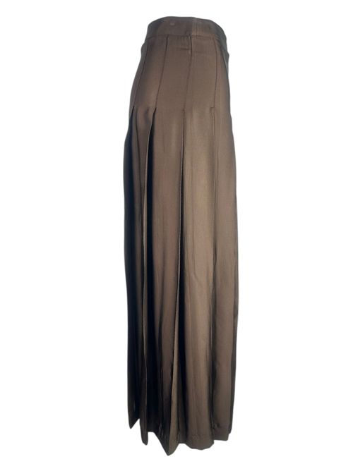 gonna donna in raso marrone con ricamo 1-One | GG38-107006
