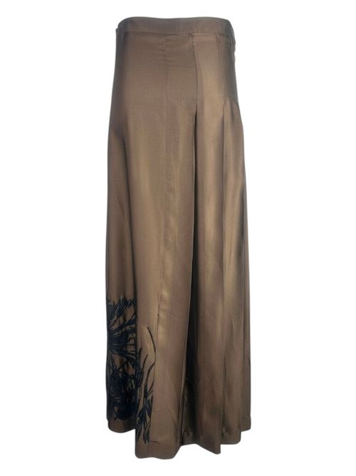 gonna donna in raso marrone con ricamo 1-One | GG38-107006