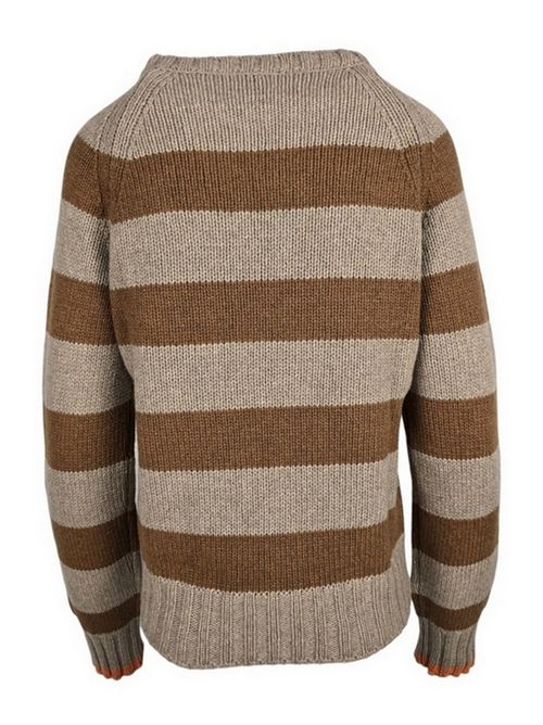 girocollo donna a righe beige e cammello Aragona | D3242MC1300