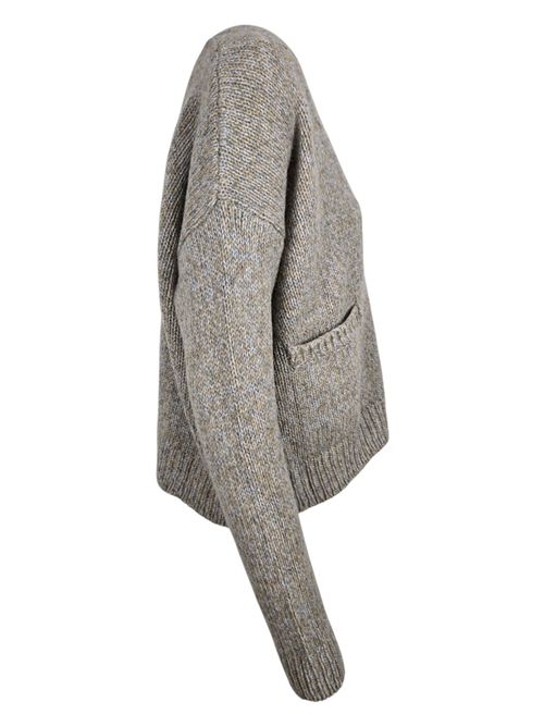 cardigan donna melange azzurro e beige Aragona | D3254TF61213