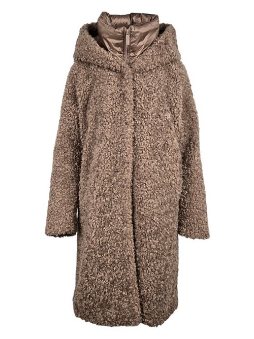 ecopelliccia donna castagna con gilet in piuma Bomboogie | CW7658-SFC5172
