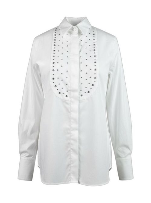 camicia donna bianco con plastron borchiato Caliban | P3F-FEOUA1