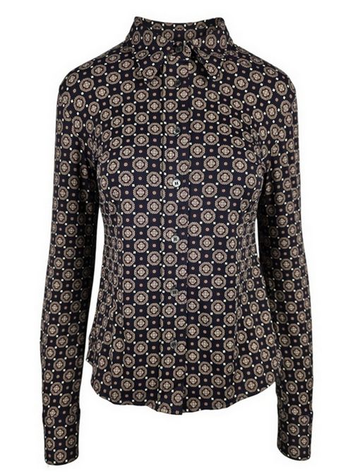 camicia donna skin like fantasia cravatta blu e bordeaux Caliban | PL4-YT6FE1