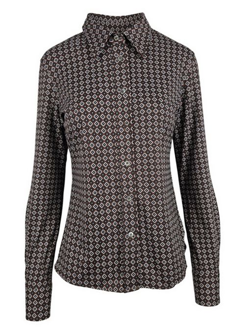 camicia donna skin like fantasia  cravatta marrone e nera Caliban | PL4-YT6FQ3