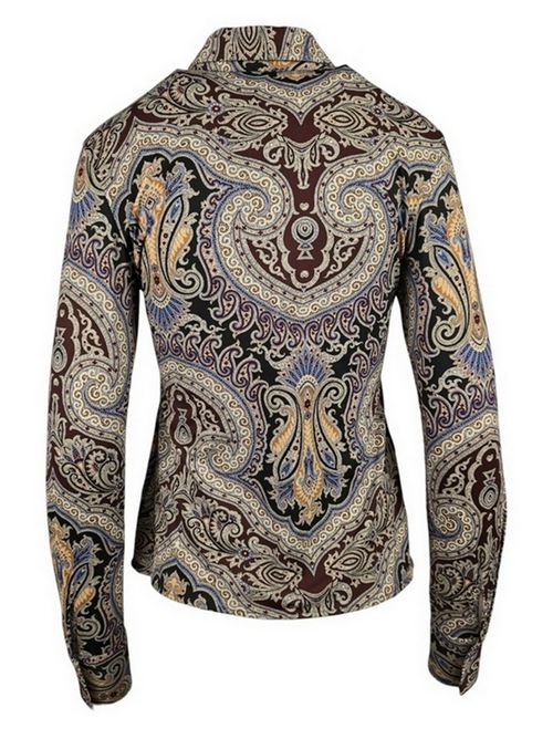 camicia donna skin like fantasia cachemire verde e marrone Caliban | PL4-YT6FR2
