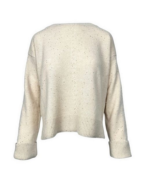 maglia donna a scatola più paillettes beige D.EXTERIOR | 6110112