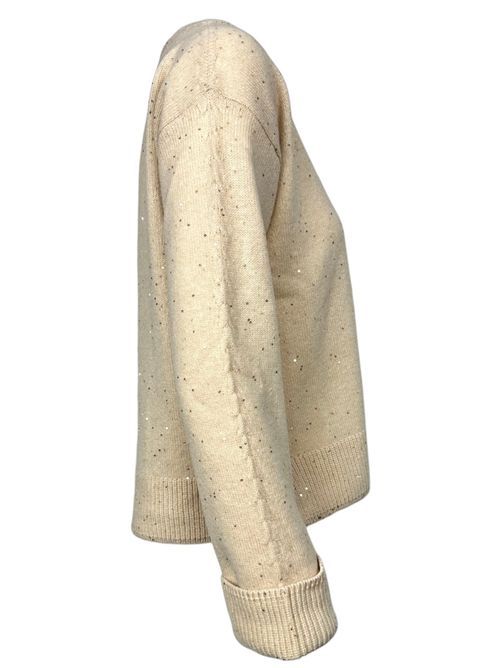 maglia donna a scatola più paillettes beige D.EXTERIOR | 6110112