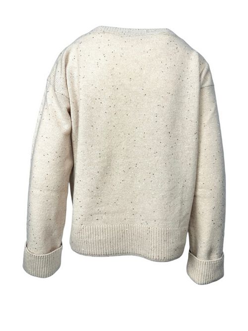 maglia donna a scatola più paillettes beige D.EXTERIOR | 6110112