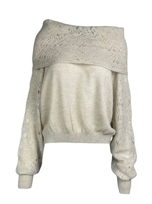 maglia donna in pizzo di lana gesso D.EXTERIOR | 612617