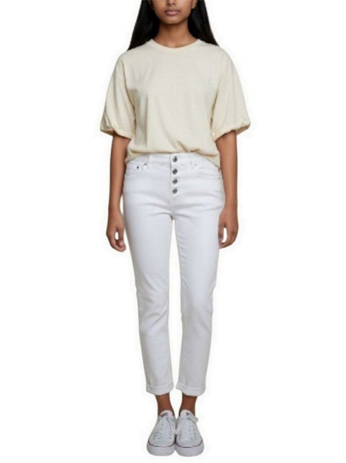 pantalone koons donna in gabardina avorio Dondup | DP268B-GSE043D005