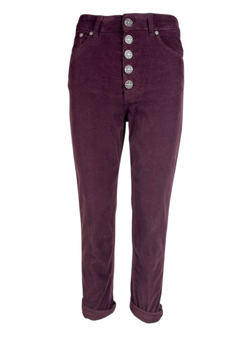 pantalone donna koons in velluto millerighe bordeaux Dondup | DP268BVS0030D527