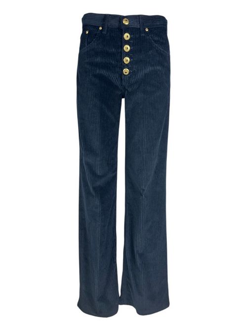 pantalone donna jaqueline in velluto costa roccia blu Dondup | DP427B-VS0031D890