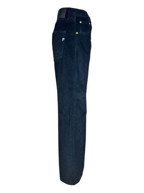 pantalone donna jaqueline in velluto costa roccia blu Dondup | DP427B-VS0031D890