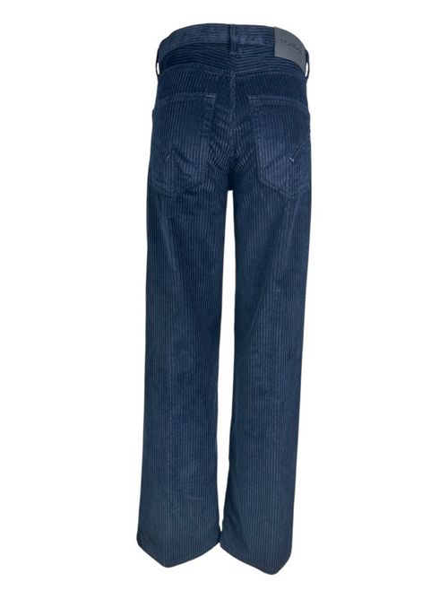 pantalone donna jaqueline in velluto costa roccia blu Dondup | DP427B-VS0031D890