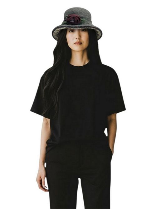 cloche donna in panno beige con fiore Grevi | 27077100