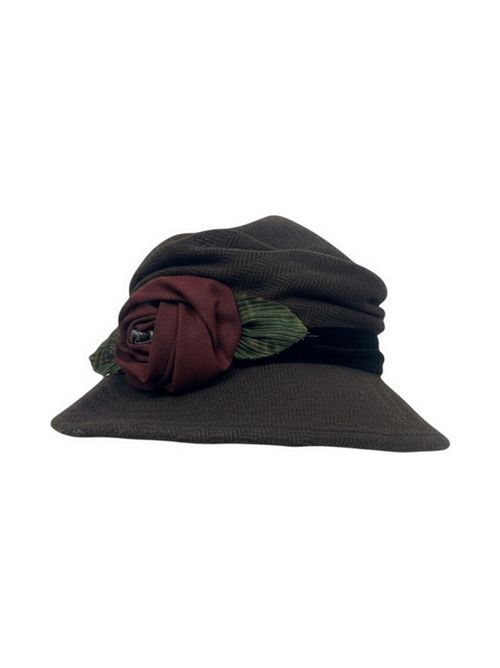 cloche donna in panno marrone con fiore Grevi | 27077466