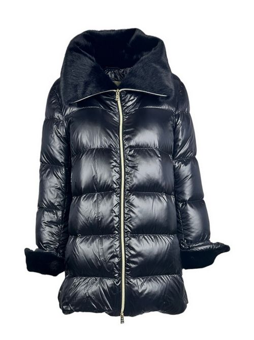 piumino donna lungo leggero ecopelliccia nero Herno | PI002140D-12017Z9300