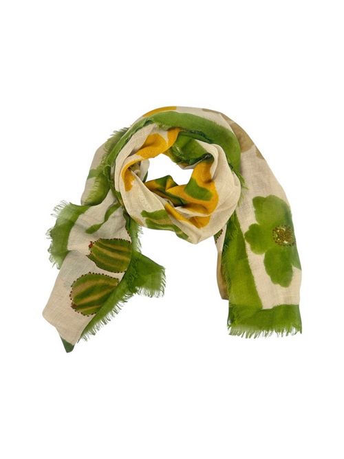 sciarpa donna a fiori beige e verde Jaytush | 161630
