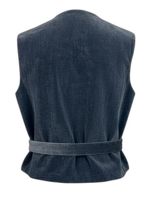 gilet donna in velluto blu con ricami Jaytush | 166040