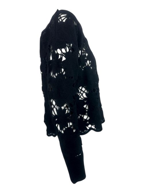 maglia donna lavorazione fiori nero Kangra | 2940/0113
