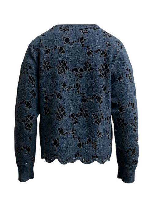 maglia donna lavorazione fiori nero Kangra | 2940/0113
