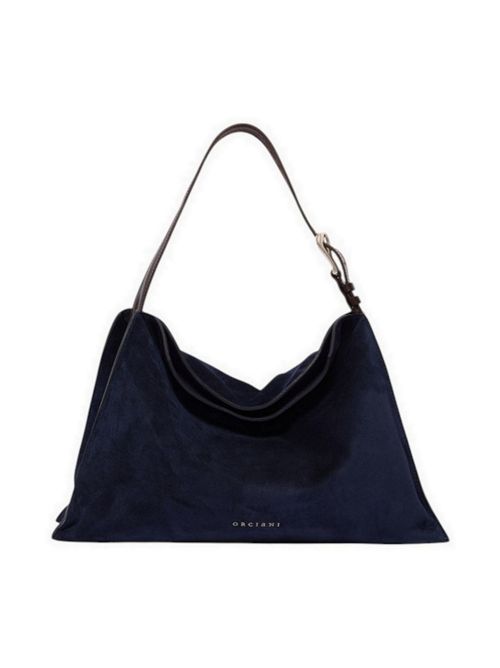 Borsa donna Trinity Peach Midi in suede e cuoio blu Orciani | B02231-PEACHBLU