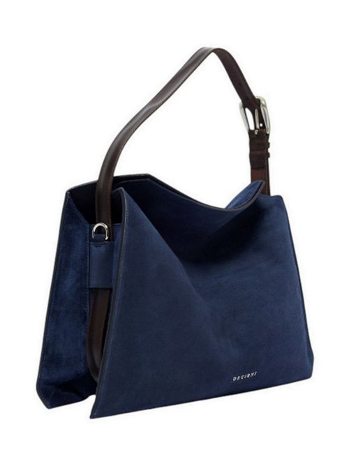 Borsa donna Trinity Peach Midi in suede e cuoio blu Orciani | B02231-PEACHBLU