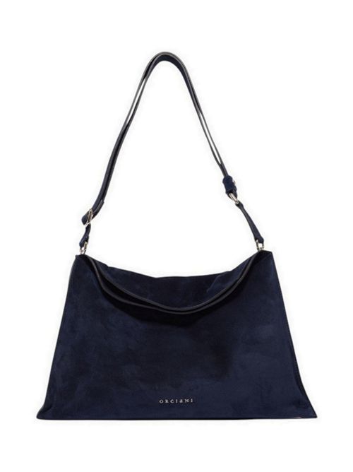 Borsa donna Trinity Peach Midi in suede e cuoio blu Orciani | B02231-PEACHBLU