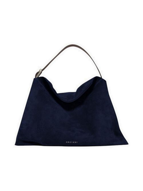 Borsa donna Trinity Peach Large in suede e cuoio blu Orciani | B02232-PEACHBLU