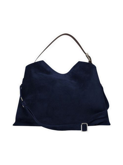 Borsa donna Trinity Peach Large in suede e cuoio blu Orciani | B02232-PEACHBLU