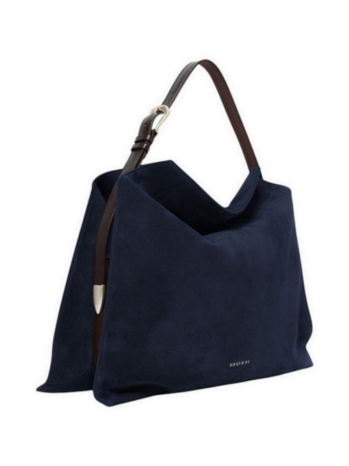 Borsa donna Trinity Peach Large in suede e cuoio blu Orciani | B02232-PEACHBLU