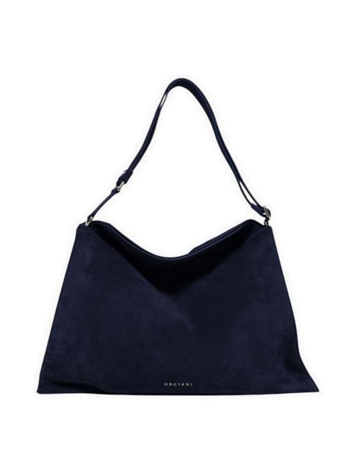 Borsa donna Trinity Peach Large in suede e cuoio blu Orciani | B02232-PEACHBLU