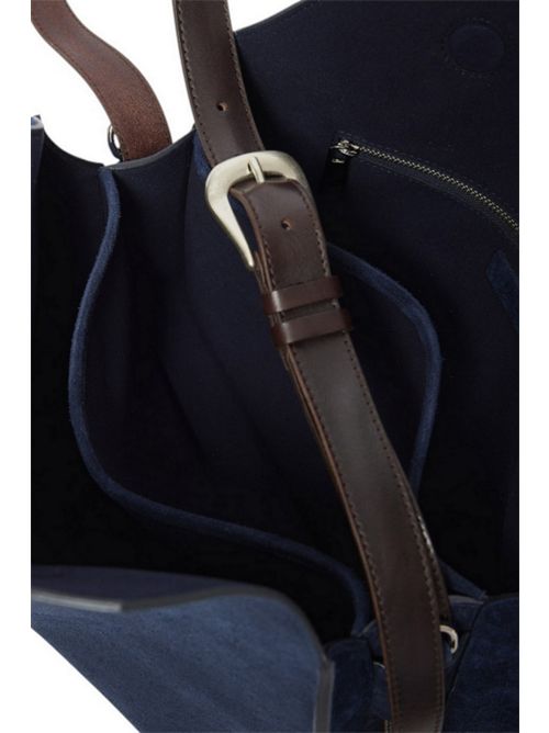 Borsa donna Trinity Peach Large in suede e cuoio blu Orciani | B02232-PEACHBLU