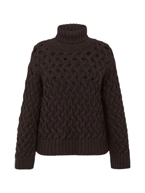 maglia donna traforata marrone