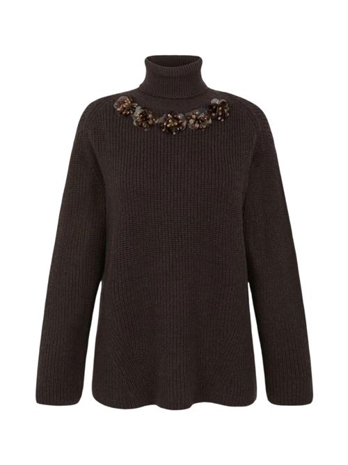 maglia donna con dettagli marrone