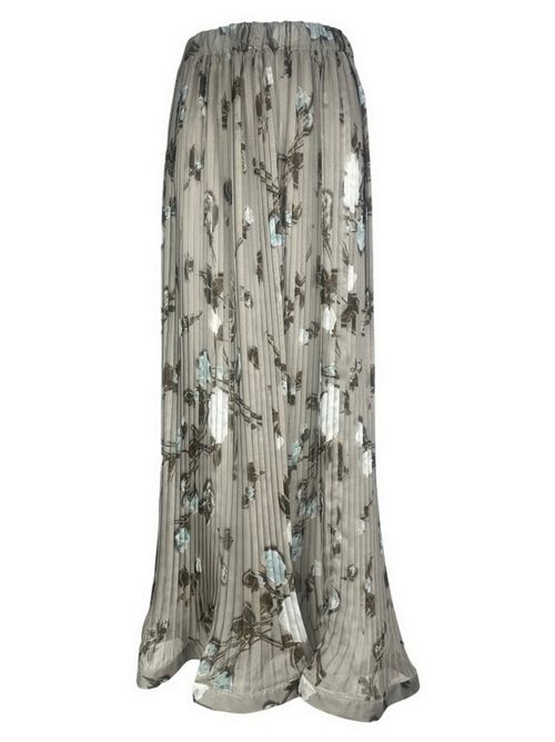 gonna donna fantasia floreale grigio e azzurro P.A.R.O.S.H. | D621157-POF867