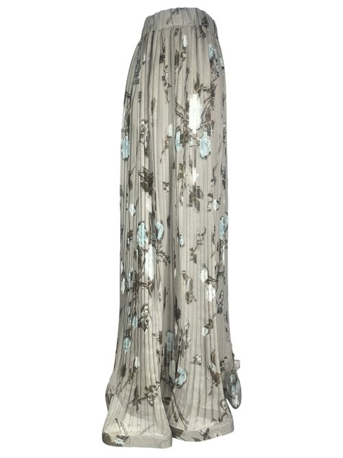 gonna donna fantasia floreale grigio e azzurro P.A.R.O.S.H. | D621157-POF867
