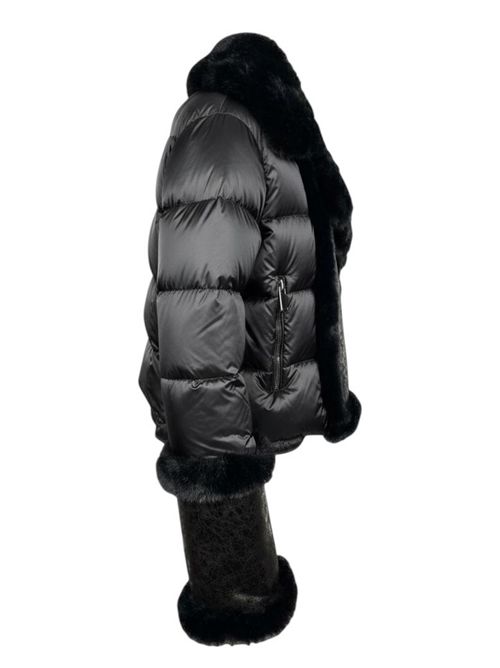 giubbotto donna corto in eco-montone e piuma nero Violanti | VS415522