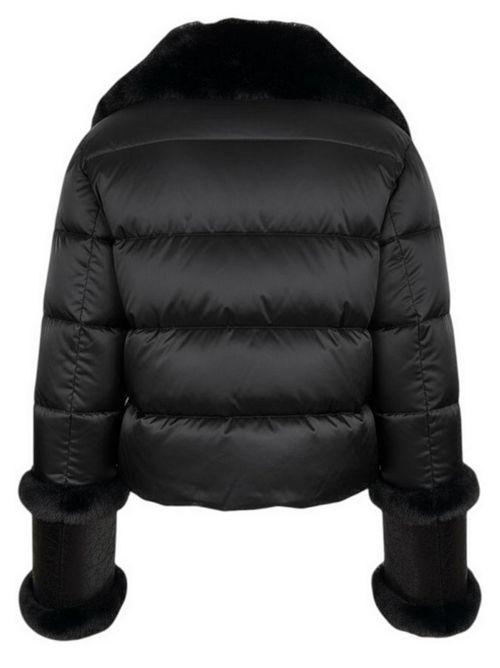 giubbotto donna corto in eco-montone e piuma nero Violanti | VS415522