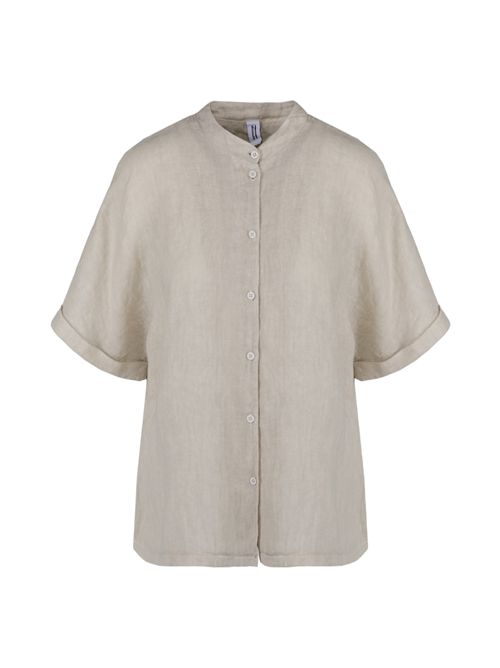 camicia donna coreana in lino avorio Bomboogie | SW8395-LIV4134