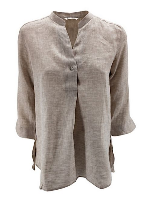 Camicia donna modello coreana in lino sabbia Caliban | R2V-QE8US4