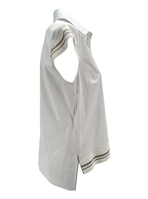 camicia donna a polo bianco con bordi in lurex D.EXTERIOR | 585881