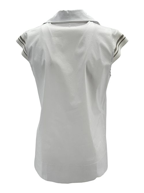 camicia donna a polo bianco con bordi in lurex D.EXTERIOR | 585881